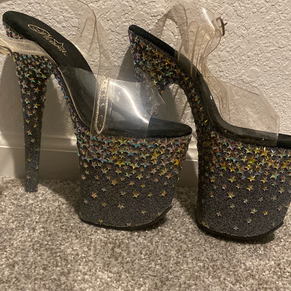 Star studded shimmery pleaser heels